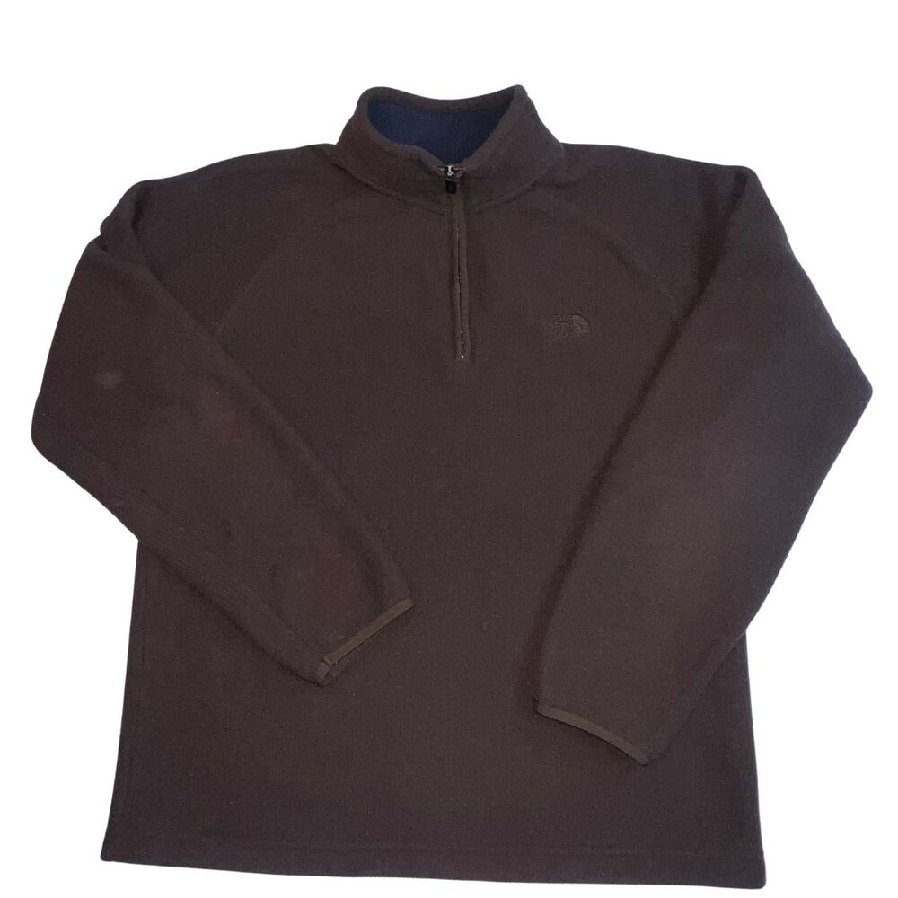 The North Face Sweater Mens Pullover Medium Brown Quarter Zip Outdoor Sweatshirt